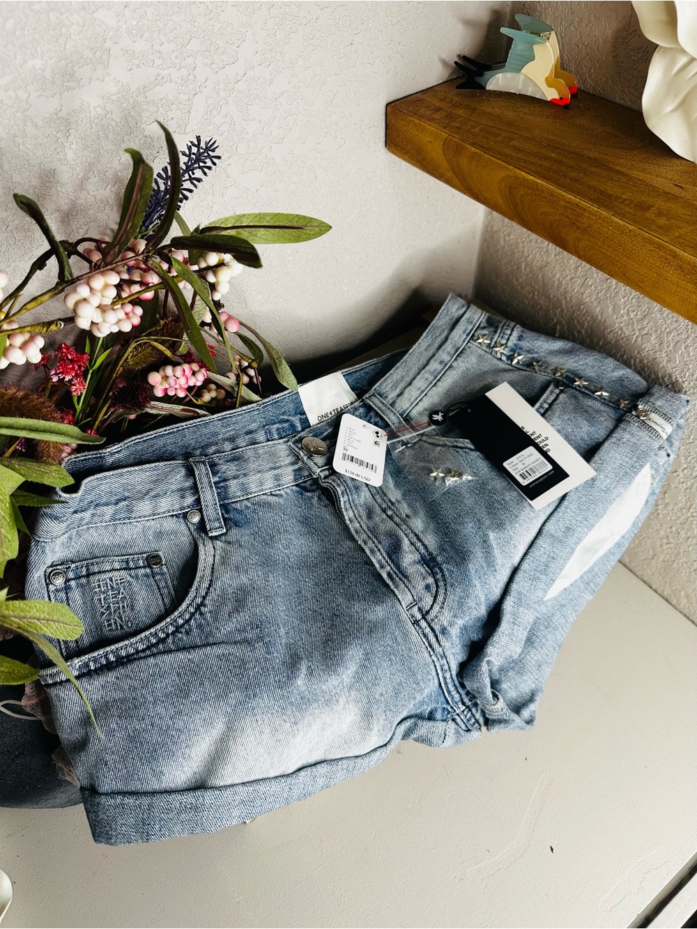🆕 One Teaspoon 25th Anniversary Bandits Denim Shorts • Salty Dog • Sz 30